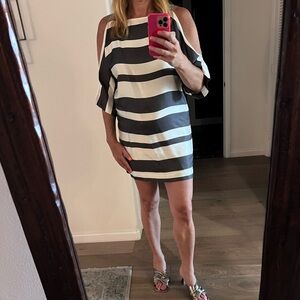 Trina Turk white and gray striped dress